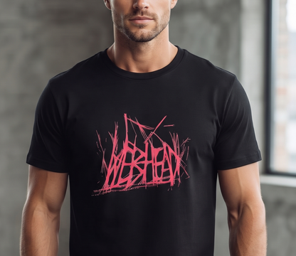 Men's Pink Graffiti Spider Graphic Printed T-Shirt | Black Streetwear Tee