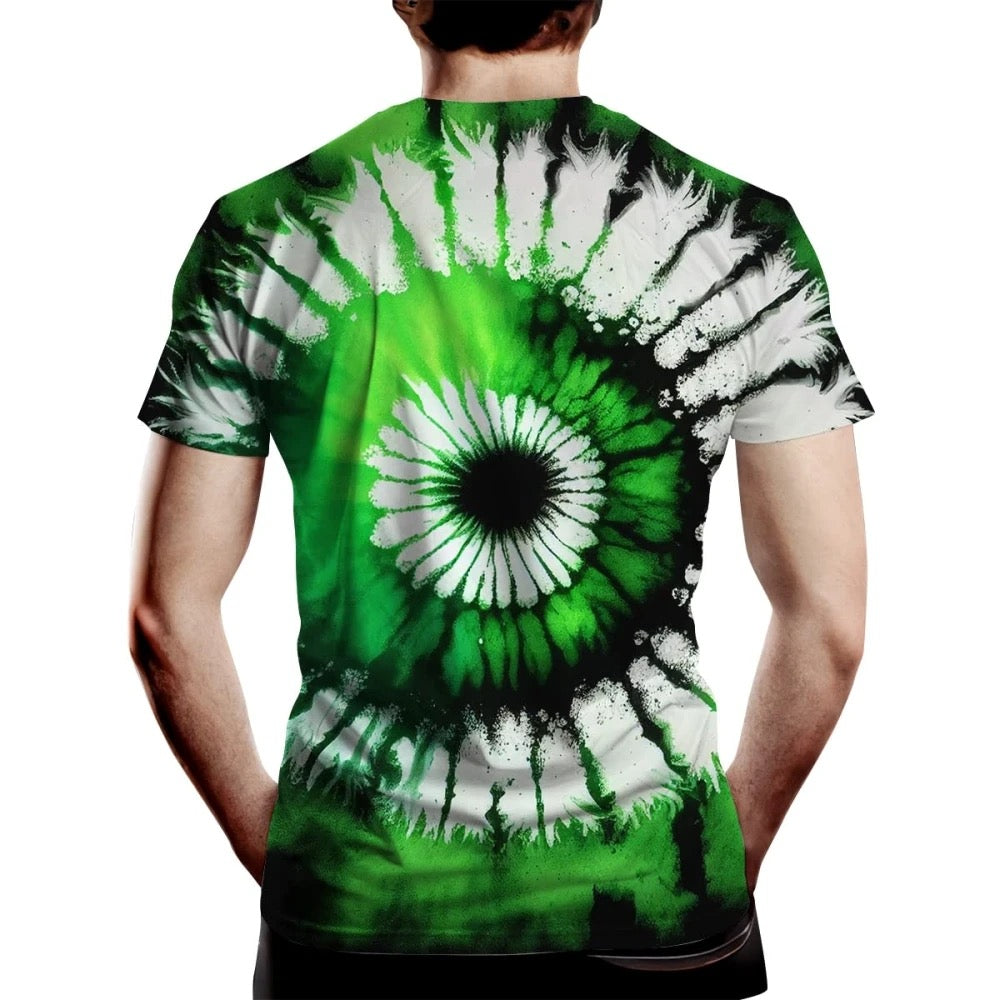 Tie-Dye Style Brown T-Shirts for Men | Spiral Streak Print Short Sleeve Shirt | Casual Summer Tee - UD FABRIC - Your Style our Design