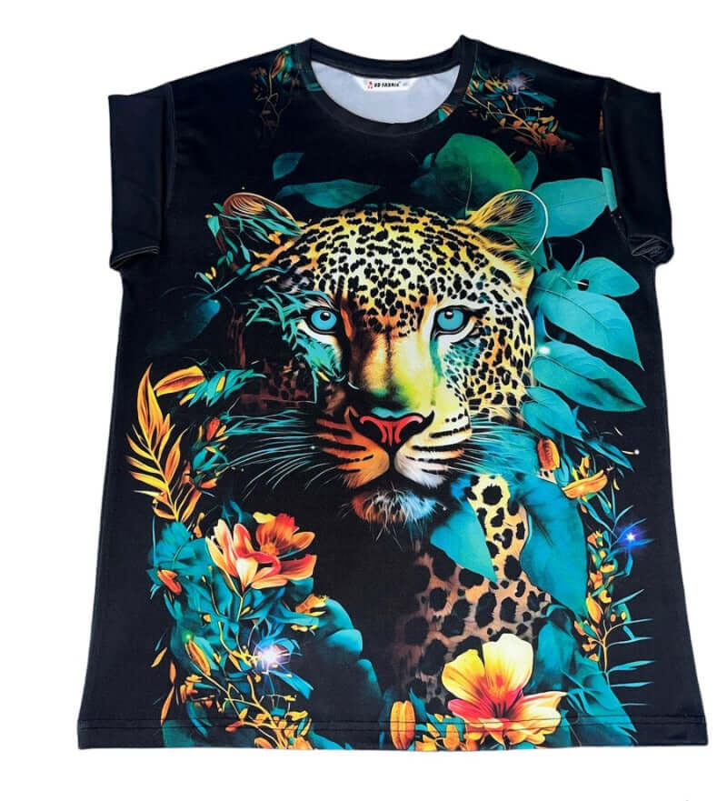 Vintage Animal T Shirt For Men 3D Fierce Leopard Print Tees Summer Short Sleeve Holiday T-Shirts Loose Clothing O-neck Pullover