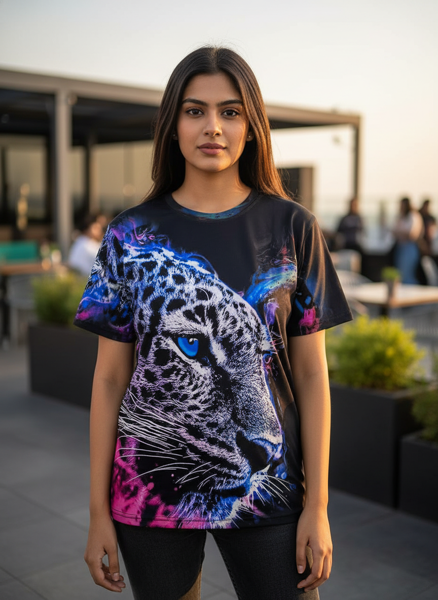 Tiger Printed Oversized Women’s T-Shirt | Polycotton Half Sleeve Casual Tee