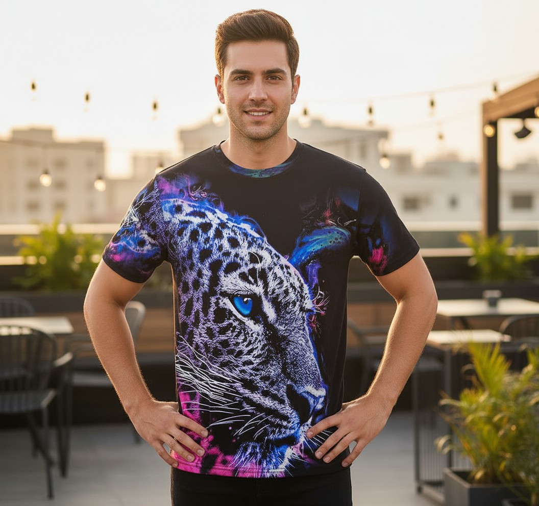 T-shirt, Men's Casual Street Style Stretch Round Neck Tee Shirt For Summer