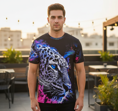 T-shirt, Men's Casual Street Style Stretch Round Neck Tee Shirt For Summer