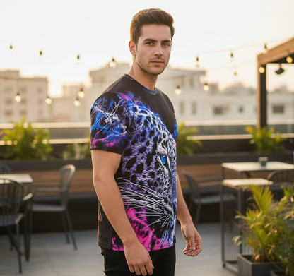 T-shirt, Men's Casual Street Style Stretch Round Neck Tee Shirt For Summer