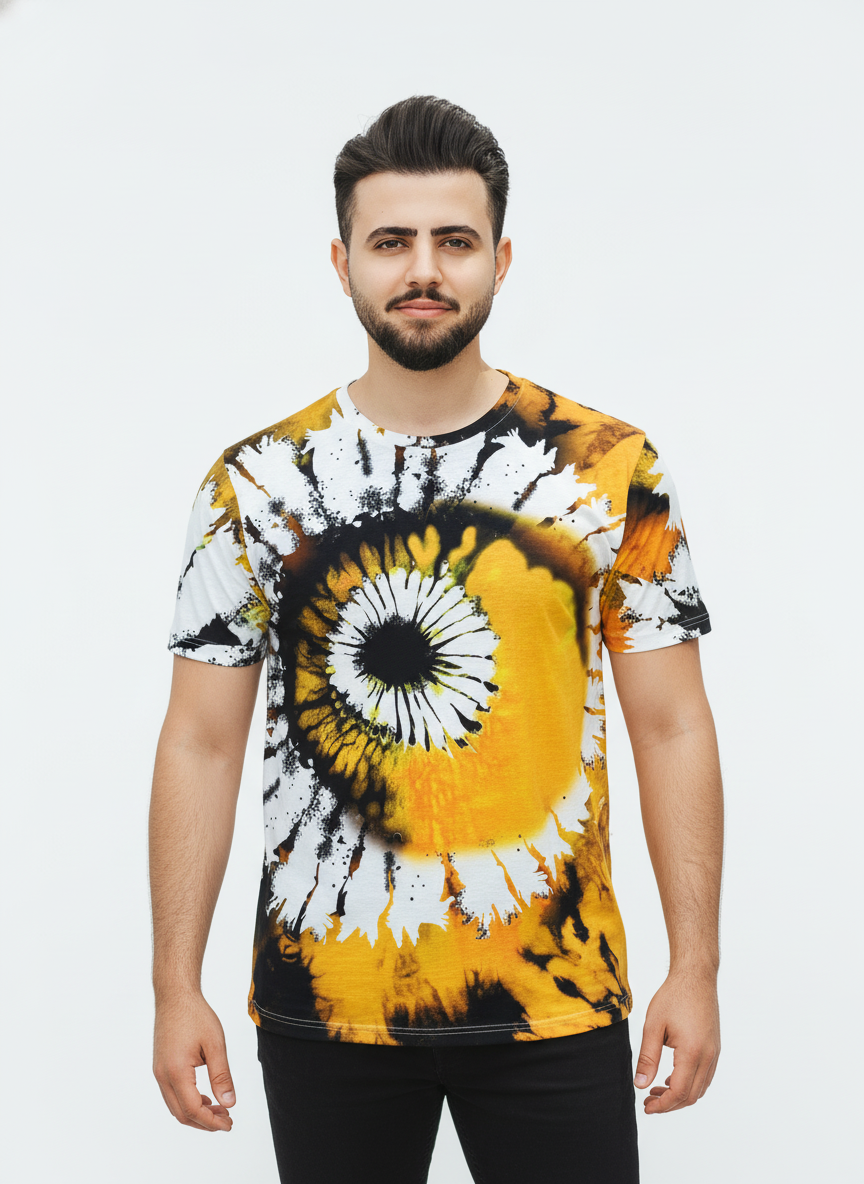 2-Pack Men's 3D Realistic Lion Graphic T-Shirts 2-Pack ( Black-Yellow )
