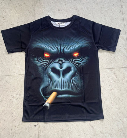 3D Gorilla Monkey Polyblend Print T-shirt For Men