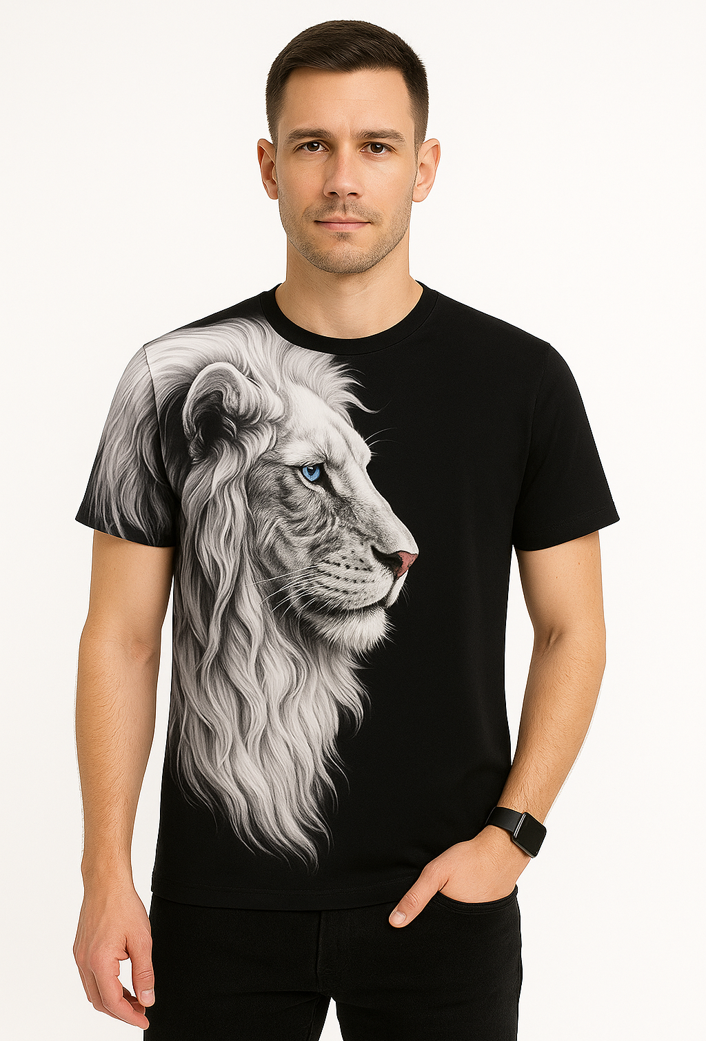 Black Lion Face Vintage Animal T Shirt for Men 3D Fierce Leopard Print Tees Summer Short Sleeve Holiday T-Shirts Loose Clothing O-neck Pullover