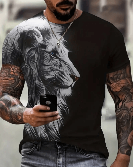 3D BLACK LION TSHIRT - UD FABRIC - Your Style our Design