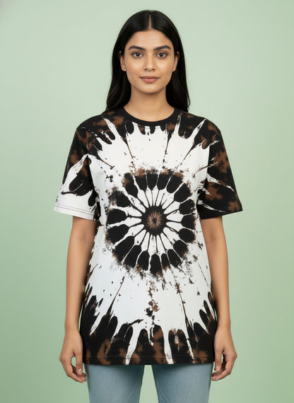 Color Block Printed Polycotton Half Sleeve Oversized Animal T-Shirt for Women