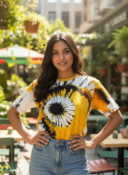 Color Block Printed Polycotton Half Sleeve Oversized Animal T-Shirt for Women