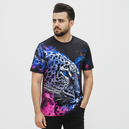 2-Pack Men's 3D Realistic Lion Graphic T-Shirts 2-Pack ( Black-Multi Tiger)