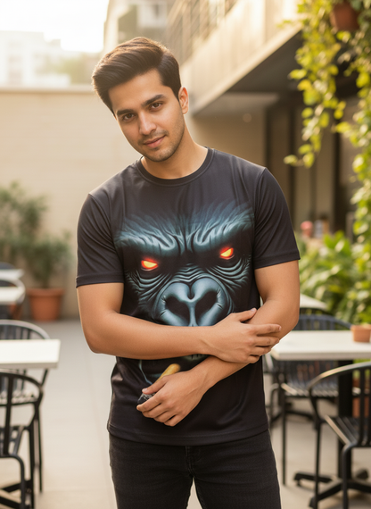 3D Gorilla Monkey Polyblend Print T-shirt For Men