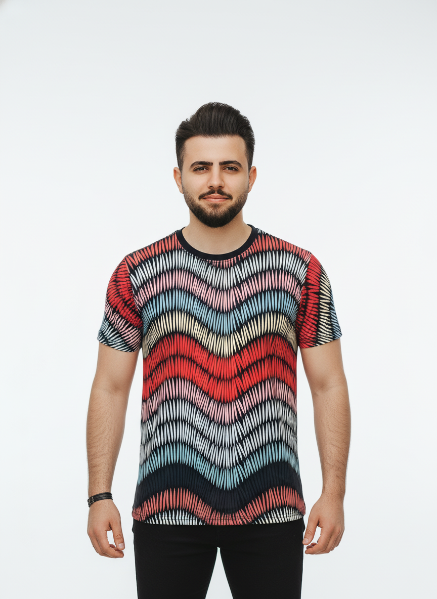 Printed Stretch Short Sleeve T Shirt for Men - UD FABRIC