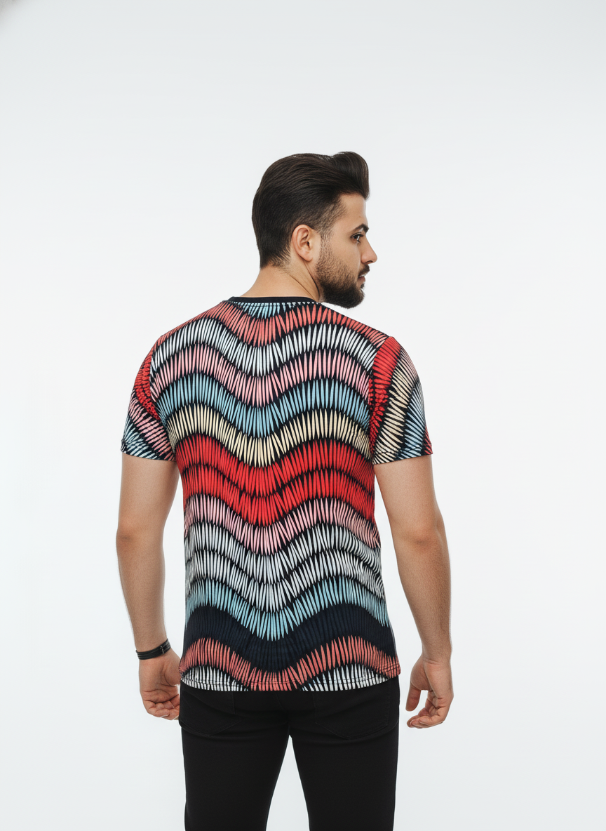 Printed Stretch Short Sleeve T Shirt for Men - UD FABRIC
