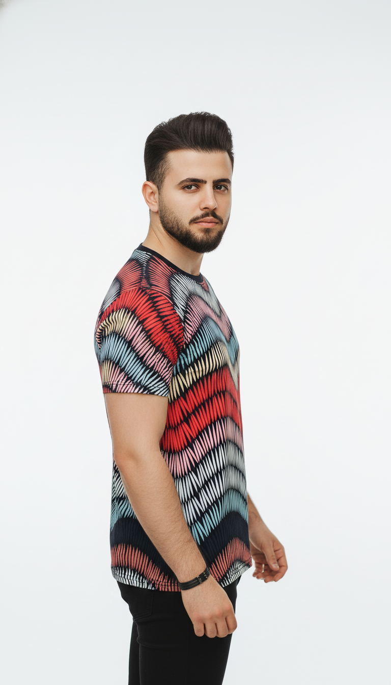Printed Stretch Short Sleeve T Shirt for Men - UD FABRIC