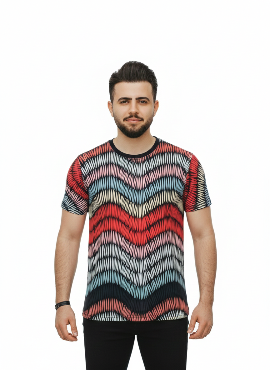 Printed Stretch Short Sleeve T Shirt for Men - UD FABRIC