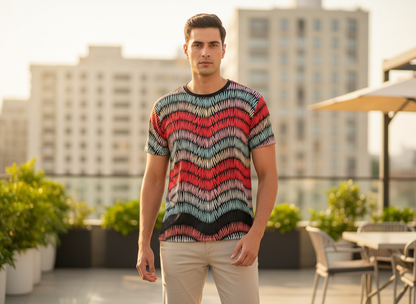 Printed Stretch Short Sleeve T Shirt for Men - UD FABRIC