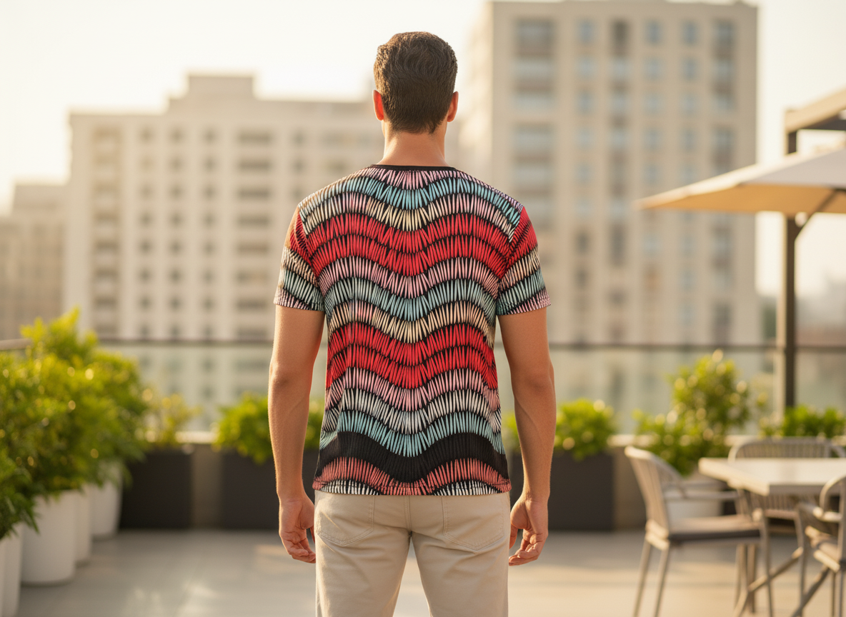 Printed Stretch Short Sleeve T Shirt for Men - UD FABRIC