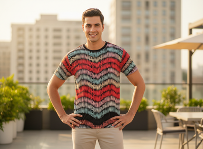 Printed Stretch Short Sleeve T Shirt for Men - UD FABRIC