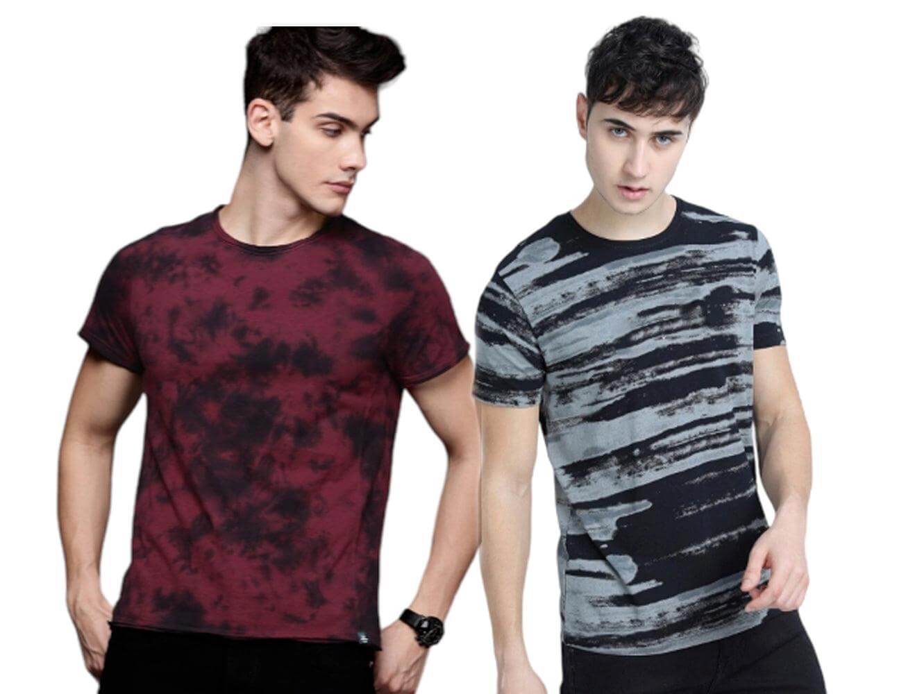 Pack of - 2 Men Short Sleeve Printed T-Shirt - Marron-Grey - UD FABRIC - Your Style our Design