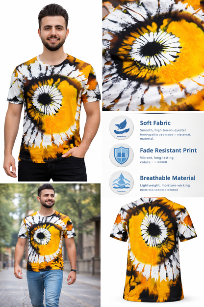 2-Pack Men's 3D Realistic Lion Graphic T-Shirts 2-Pack ( Black-Yellow )