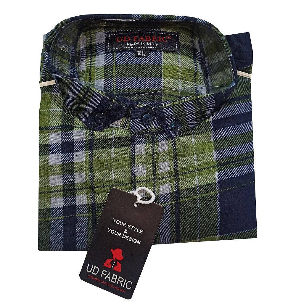 UD FABRIC Men’s Slim Fit Check Casual Shirt- Dark-Green - UD FABRIC - Your Style our Design