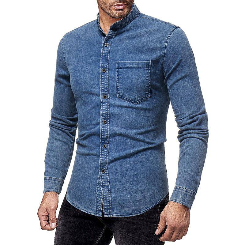 UD FABRIC Blue Denim Casual Shirt for Men's - Blue - UD FABRIC - Your Style our Design