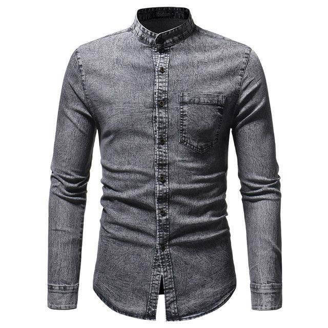 UD FABRIC Grey Denim Casual Shirt for Men's - Grey - UD FABRIC - Your Style our Design