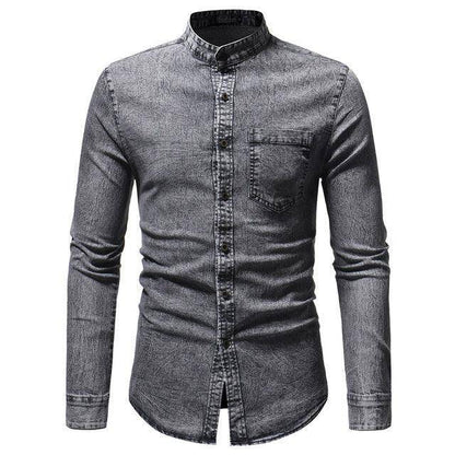UD FABRIC Grey Denim Casual Shirt for Men's - Grey - UD FABRIC - Your Style our Design