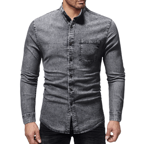 UD FABRIC Grey Denim Casual Shirt for Men's - Grey - UD FABRIC - Your Style our Design