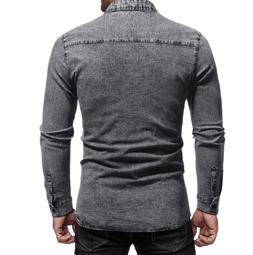 UD FABRIC Grey Denim Casual Shirt for Men's - Grey - UD FABRIC - Your Style our Design