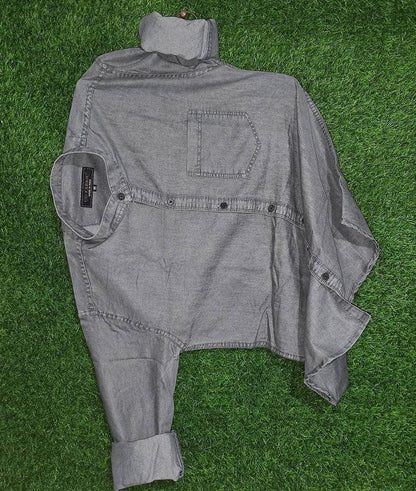 UD FABRIC Grey Denim Casual Shirt for Men's - Grey - UD FABRIC - Your Style our Design