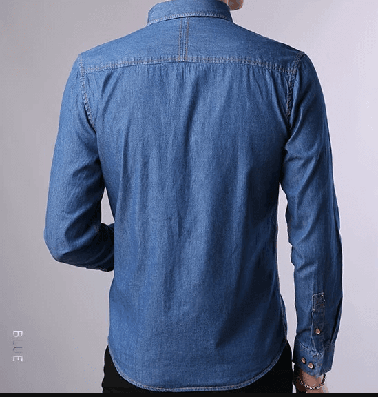 Grey Denim Casual Shirt for Men's - UD FABRIC - Your Style our Design