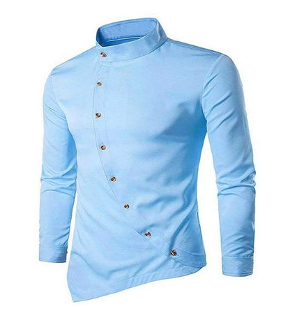 UDFABRIC Men’s Cotton Curve Full Sleeve Short Kurta -Skyblue - UD FABRIC - Your Style our Design