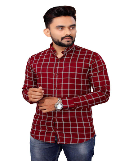 UD FABRIC Men Full Sleeve Cotton Casual Check Shirts - Black - UD FABRIC - Your Style our Design