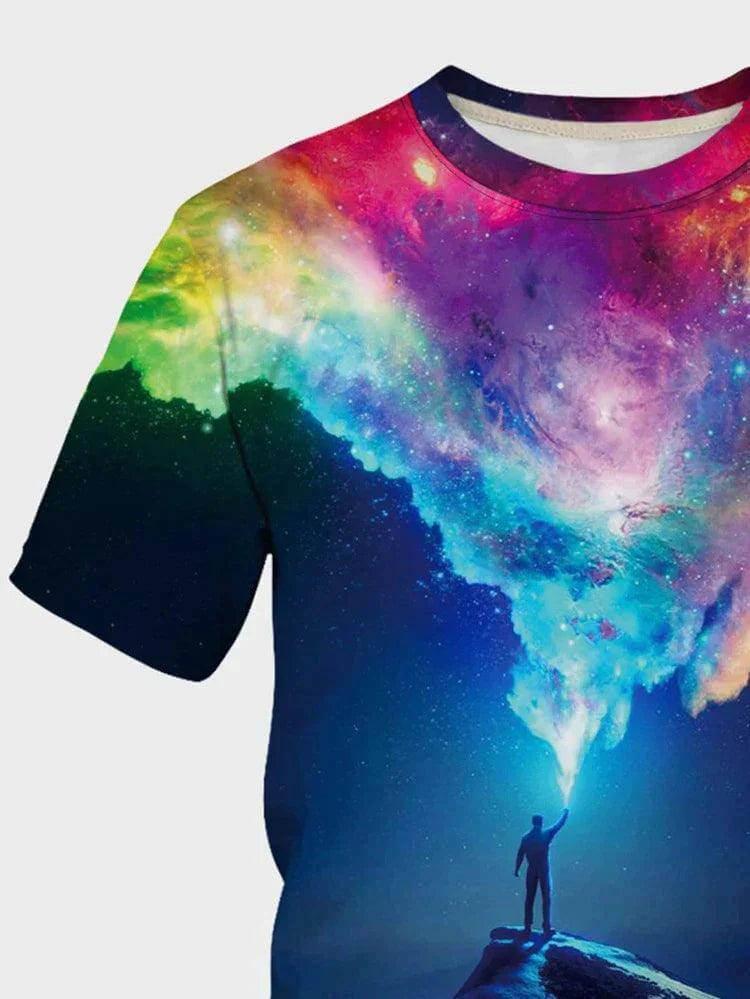 3D Galaxy Figure Graphic Print Short Sleeve Tshirt for Men – UD
