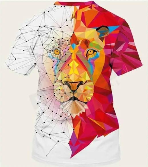 3D Animal Lion Geometric Print Tee Top - UD FABRIC - Your Style our Design