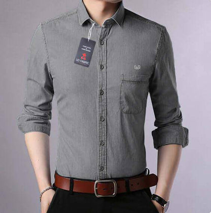 Blue light  weight Denim Solid Shirt for Men's - UD FABRIC - Your Style our Design
