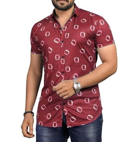 Half Sleeves Shirts for Men - Maroon - UD FABRIC - Your Style our Design