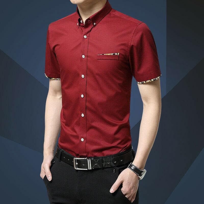 UD FABRIC Maroon Half Sleeve Cotton Shirt - UD FABRIC - Your Style our Design