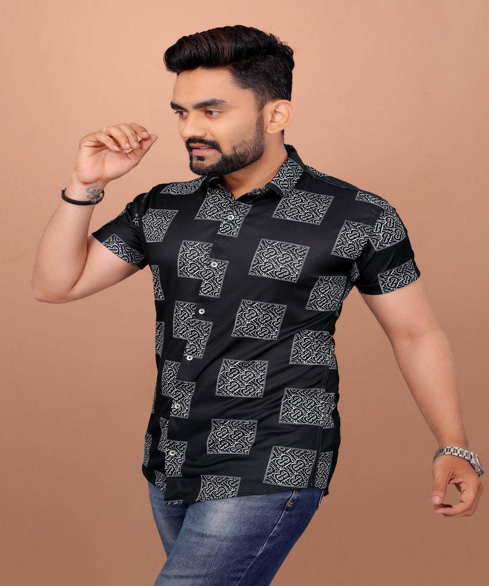 Ud Fabric Stylish Short Sleeve Shirt for Men - Black 2 - UD FABRIC - Your Style our Design
