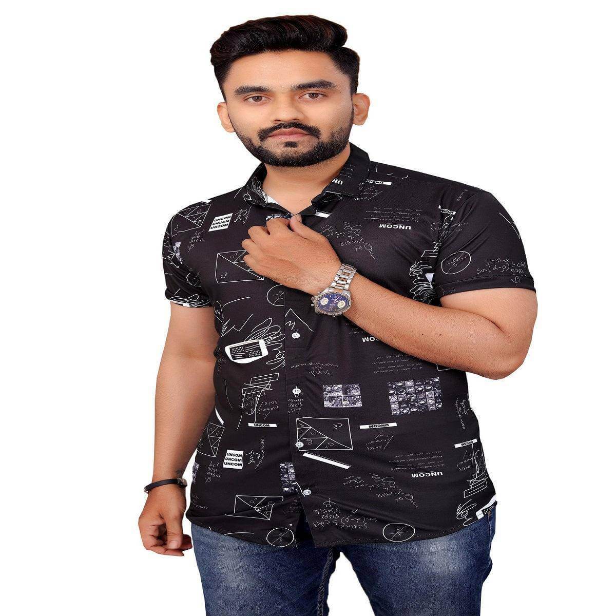 Ud Fabric Stylish Short Sleeve Shirt for Men - Black - UD FABRIC - Your Style our Design