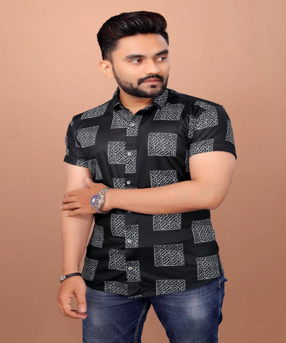 Ud Fabric Stylish Short Sleeve Shirt for Men - Blue - UD FABRIC - Your Style our Design