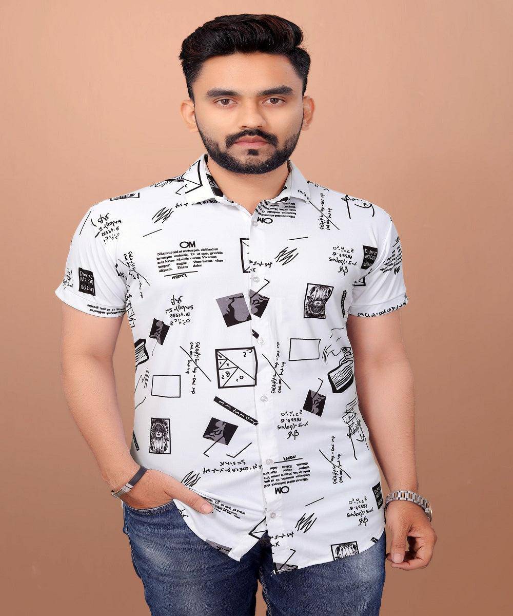 Ud Fabric Stylish Short Sleeve Shirt for Men - Cream - UD FABRIC - Your Style our Design