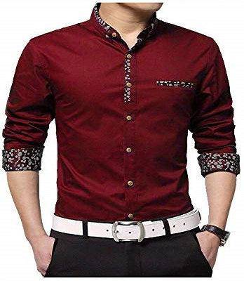 UD FABRIC Men Casual Slim Fit Shirt - Maroon - UD FABRIC - Your Style our Design