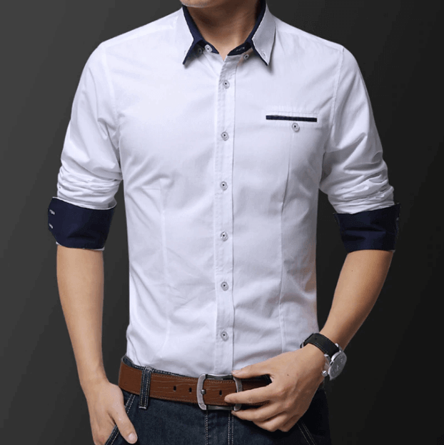 UDFABRIC BLUE MEN'S CASUAL SLIM FIT SHIRT -WHITE - UD FABRIC - Your Style our Design