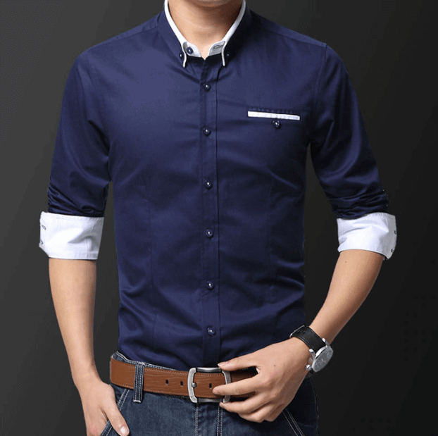UDFABRIC BLUE MEN'S CASUAL SLIM FIT SHIRT -WHITE - UD FABRIC - Your Style our Design