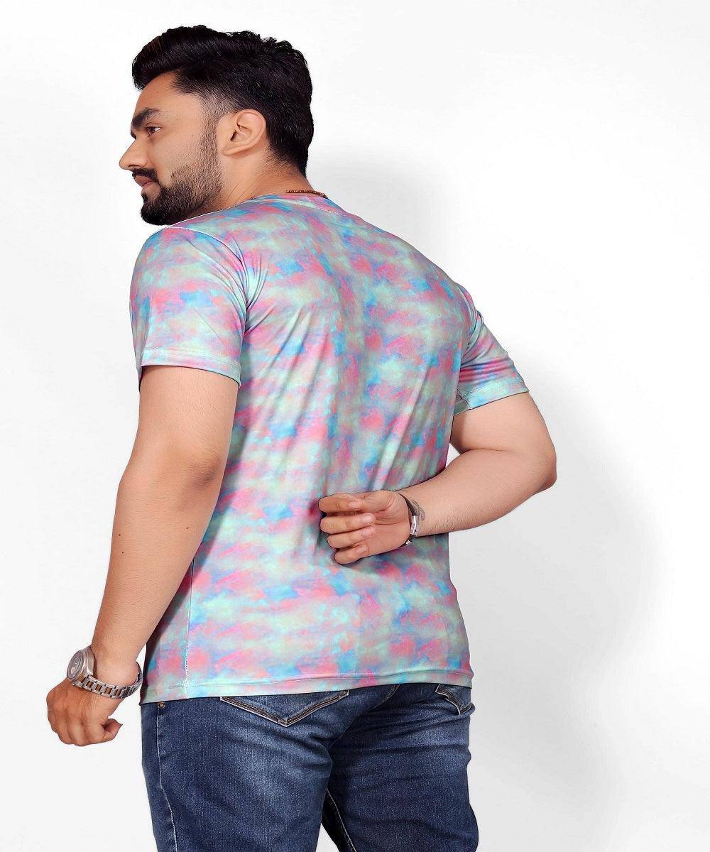 Sky Printed Stretch Striped Short Sleeve T Shirt for Men - UD FABRIC - UD FABRIC - Your Style our Design