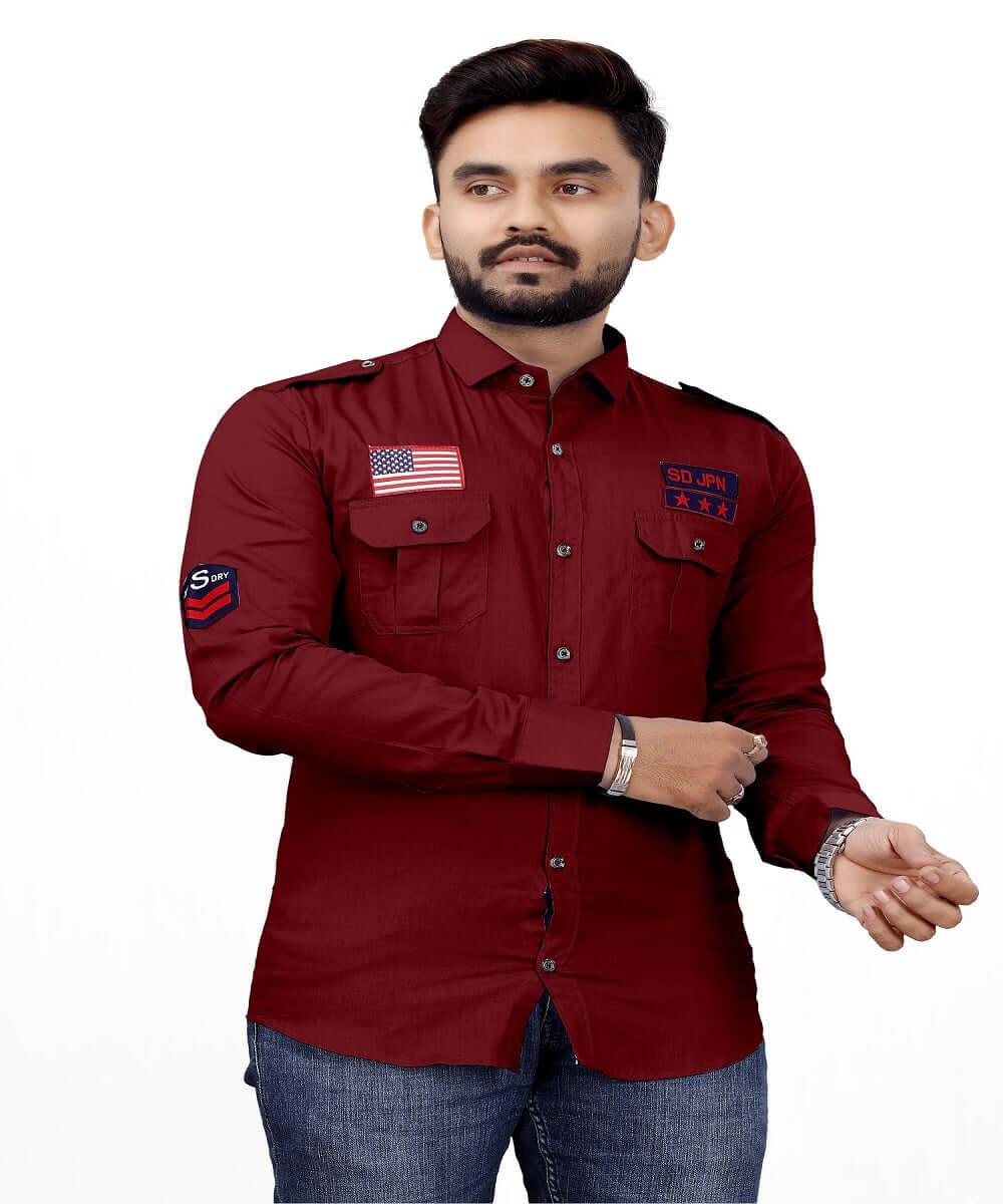 UD FABRIC men's Cotton Regular Fit Full Sleeve Double Pocket Solid Casual Wear Shirt with Attractive Colours - UD FABRIC - Your Style our Design