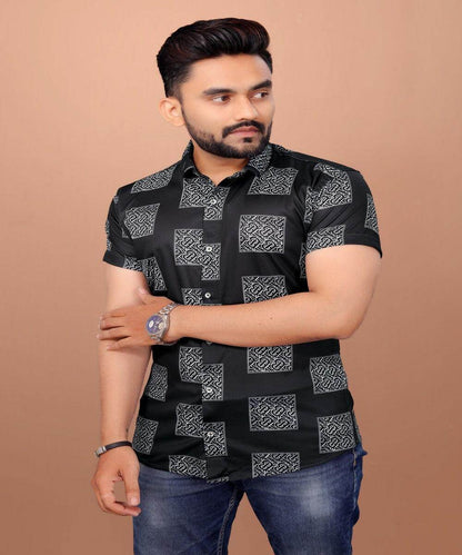 Ud Fabric Stylish Short Sleeve Shirt for Men - Black - UD FABRIC - Your Style our Design