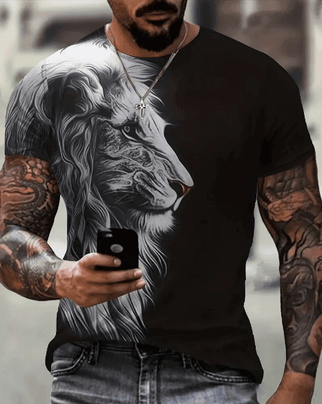 Lion Print Men's Tee Top – UD FABRIC Unique Style Unique Design